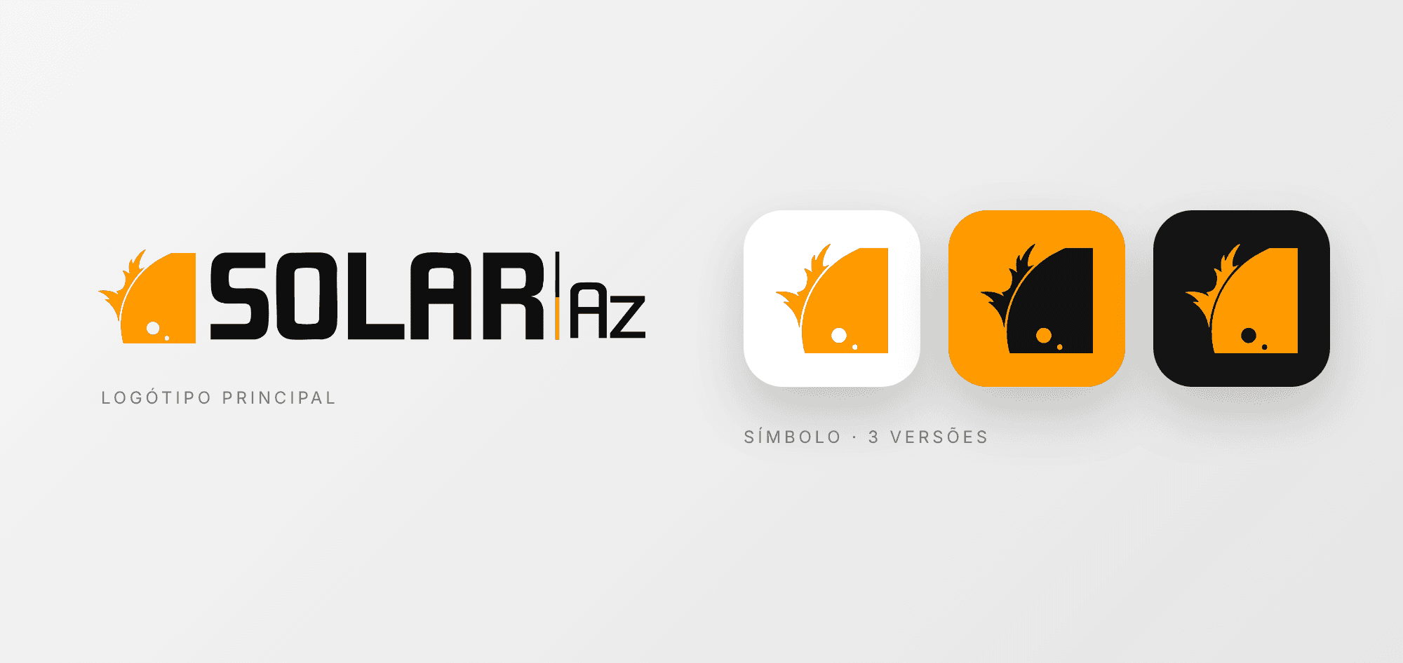 Logótipo Solar AZ e três versões do símbolo